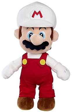 Simba 109231535 Super Mario Plüschfigur Feuer-Mario (30 cm) - Super Mario Kuscheltier aus weichem Plüsch, Nintendo Spielzeug für Fans und Kinder ab den ersten Lebensmonaten