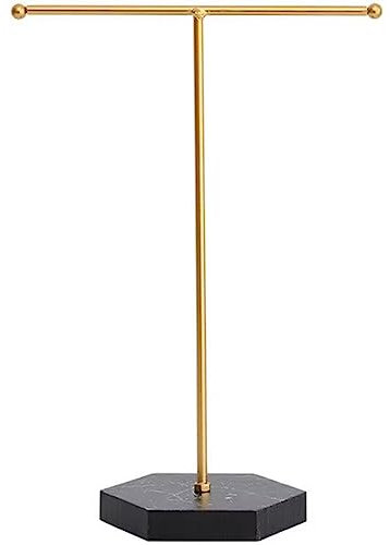 Brillenständer Für Zuhause Luxuriöse Und Exquisite „T“-Form Brillenablage, Mehrzweck-Schminktisch Schmiedeeisen Schmuckaufhänger, Geburtstagsgeschenk (Color : Schwarz, S : 26 * 18.5cm)