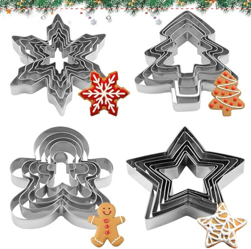 Ausstechformen Weihnachten, 20 Stück Keksausstecher Weihnachten, Plätzchen Ausstecher, Keks Ausstechform, Backform Weihnachten, Plätzchenausstecher für Backen Fondant Schokoladen Cookie
