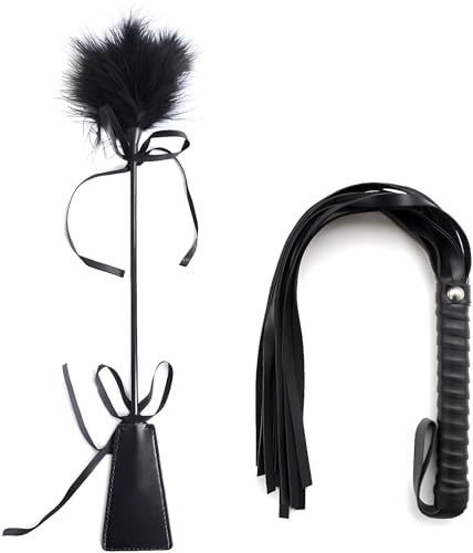 SM Bondage Flogger Erotique Cuir Séduction du Fouet avec Plume Tickler Fessée BDSM Sex Jouet