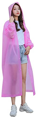 KOMBIUDA 3stücke Wiederverwendbarer Regenponcho Erwachsene Dicker Eva Regenmantel Mit Kapuze Und Elastischen Ärmelbündchen Und Leicht Für Camping Wandern Und Reisen Einheitsgröße Rosa