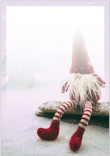 Briefpapier Wichtel DIN A4 - Papier Weihnachten - 20 Blatt - Motiv Nr. 017 | 120g/m²
