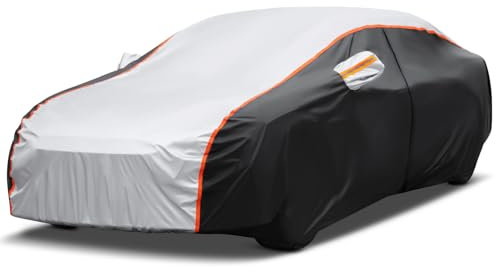 Sailnovo 10-Schichten Autoabdeckung Wasserdicht, Vollgarage Autoplane für Regen Sonne Staub Schutz, UV-Schutz Outdoor Vollautoabdeckung für Schrägheck, Car Cover 450 * 183 * 150cm (Länge bis 450cm)