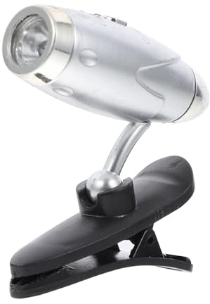 jojofuny Luz LED Clip para Libros Portátil Ajustable de Plástico Plata | Mini Luz de Lectura, Diseño Clip-on Regulable, Uso Nocturno en Cama y Escritorio, para Lectura Cómoda