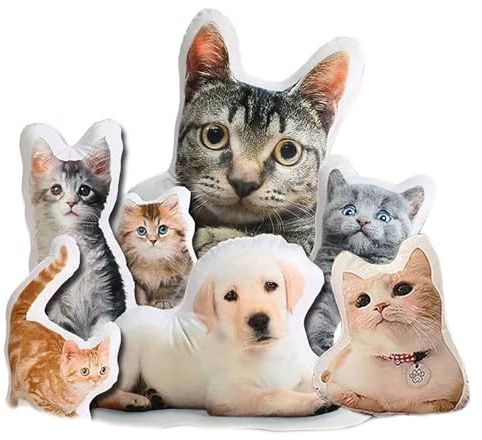 Beyond Your Thoughts Benutzerdefiniertes Kissen Haustier, personalisiertes 3D-Druckkissen, fotogeformtes Katzen-Hundekissen für Wohnkultur, Valentinstag, Geburtstag, 20 cm