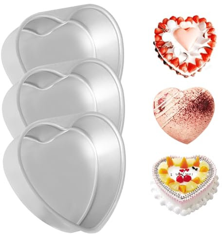 Pastoralist Heart Shaped Cake Pan 3Pcs 6in Food Grade Heart Cake Pan DIY Aluminum Alloy Cake Tin Easy Demolding Leakproof Anodized Heart Molds for Baking, Heart Shaped Cake Tin