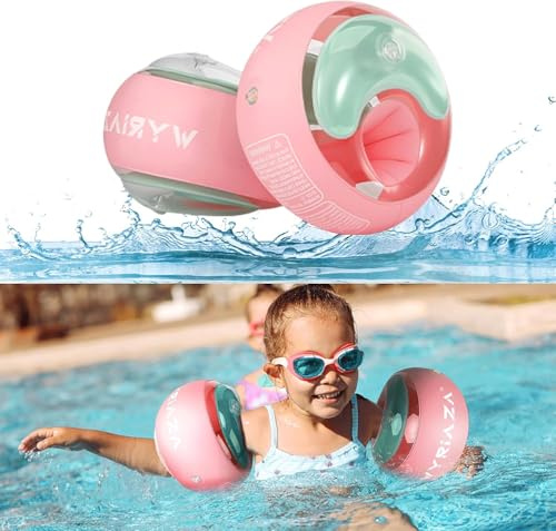 Loowarts Arm Floaties for Kids 1-3 Year,Inflatable Arm Bands Float as Water Wings & Swimmies,3-Chambers Independent Safety System for Toddler Weight (10-33 LB). Pink Floater Sleeves.