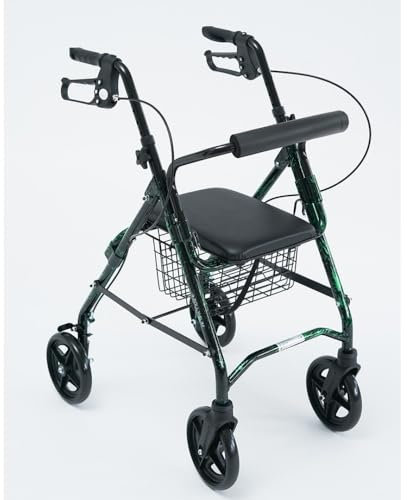 Rollator ROLLY SLIM WIMED Art. 15605600 per ambienti ridotti e passaggi stretti Larghezza totale 50 Cm. Colore Nero/Verde, Portata max 136 kg