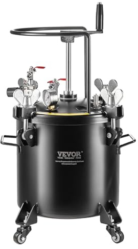 VEVOR Spray Paint Pressure Pot, 20L/5gal Pressure Pot Tank, 70 psi Adjustale Pressure, Steel Pressure Pot Paint Tank with Casters and Leak Repair Sealant, for Home Decor and Industry Painting
