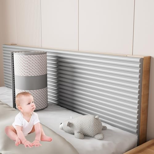Wall Padding for Kids Autism - Soft Padded Wall Panels for Bedroom/Playroom/Nursery, DIY Cutting Upholstered Wall Panels Peel and Stick Headboard Self-Adhesive, Thickening Insulate(Gray,30x200 cm)