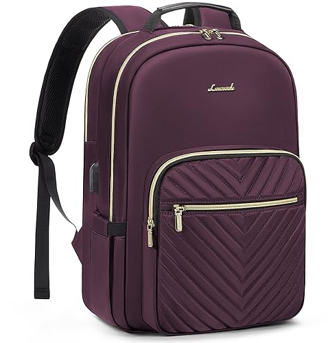 LOVEVOOK laptop-ryggsäck dam, Laptopväska Ryggsäck dam, Vattentät Skolryggsäck Flickor tonåring, Arbetsryggsäck Affärsresa Ryggsäck Reseryggsäck med Laptopfack och USB-laddningsport