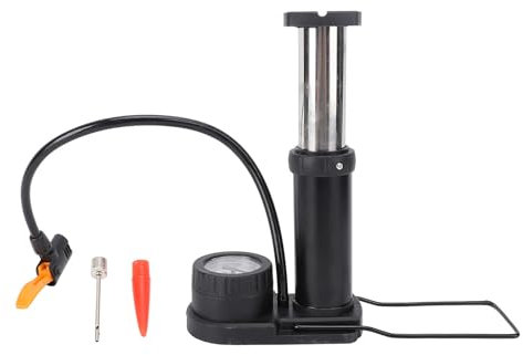 RiToEasysports Pompa del Piede per Bici, Moto per Bici per Aria in Acciaio Inossidabile con Accessorio per Il Ciclo del Manometro per la Moto Elettrica