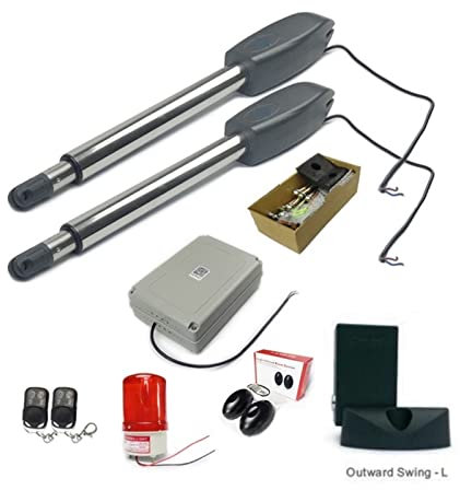 Moteur Portail, Ouvre-porte électrique automatique à double bras for porte battante opérateur actionneur moteur plus proche ouvre-porte pivotant + système de contrôle Wifi for allée ,pour portail(Kit