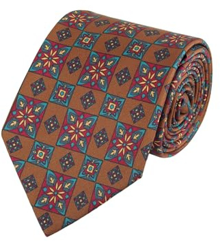 WANYING Cravate vintage rétro pour homme - 9 cm de large - Large - Cravate colorée - Élégante et tendance - Imprimé marron avec motif traditionnel