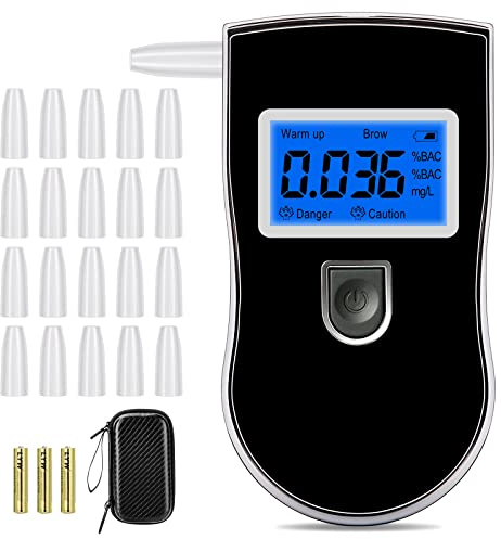 Winload Etilometro Portatile per Alcol Test, Misuratore di Alcol Professionale Digitale, Sensore Semiconduttore, Display LED Digitale, Misurazione Rapida e Accurata, con 20 Beccucci