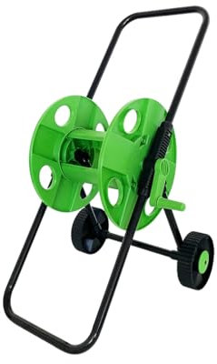 Acomoda Textil – Carro Portamangueras Giratorio con Ruedas y Conector para Jardín Terraza, Patio 72x42x28 cm. Tambor de Almacenamiento para Manguera con Manivela Resistente, Portátil y Enrollable.