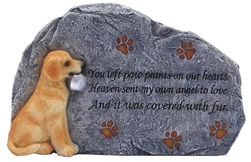 Vynetra Placa conmemorativa de resina con forma de perro con piedra conmemorativa para mascotas, aprecia el amor y la conexión con tu mascota, adorno conmemorativo para interiores