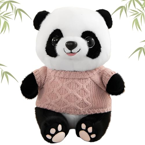 MeYuxg Kuscheltier Panda, 25CM Pandabär Kuscheltier,PP-Baumwolle Kuscheltier Pandabär, Panda Kuscheltier für Jungen, Mädchen und Erwachsene,Geburtstag, Weihnachten,Partygeschenke(Rosa Pullover)