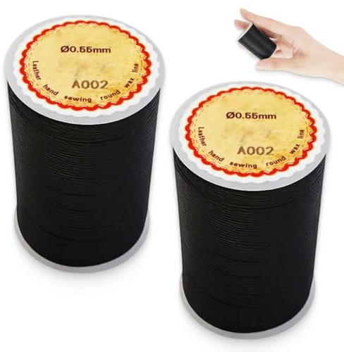 2 cordoncini cerati da 80 m, 0,5 mm, colore nero, per la creazione di gioielli, filo cerato, per bracciali, utensili da cucito per principianti e professionisti, inclusi accessori da cucito, aghi