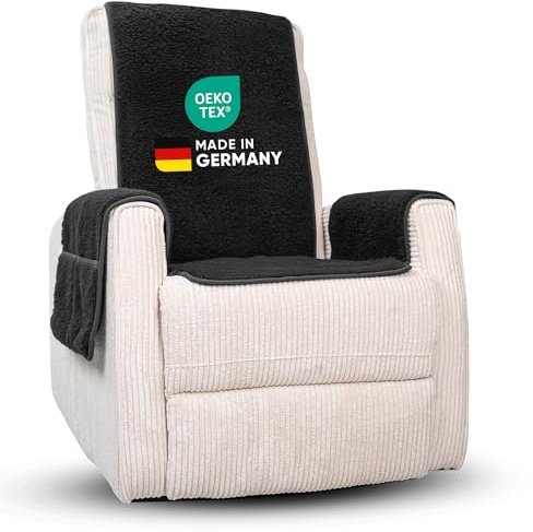 Novaliv Sesselschoner für Relaxsessel Anthrazit Universeller Sesselschoner mit Armlehne Schonender Sessel Bezug aus Schurwolle Komfort Sesselbezug Relaxsessel Sesselauflage Sesselüberwurf mit Armlehne