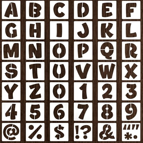Mabor 4 Inch Letter Stencils for Painting - 42 Pack Reusable Alphabet, Number & Symbol Templates for Wood Signs, Wall Art and Crafts