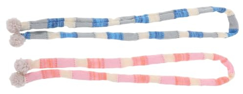 DECHOUS 2 Stück Kleiner Puppenschals Gestreift mit Pompons 10cm Weicher Polyester Schal für Puppen und Schneemann Bastelarbeiten Winterliche Puppendekoration