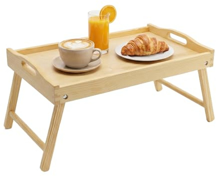 Betttablett klappbar rechteckig XL groß Massivholz 19 cm Hoch 50 x 30 cm