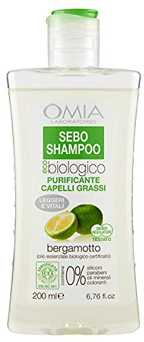 Omia, Therapy Sebo Eco Bio Shampoo mit Bergamotte, fettiges und sprödes Haar mit seborrhoischer Dermatitis, reinigende Wirkung, geeignet für den täglichen Gebrauch, dermatologisch getestet, 200 ml