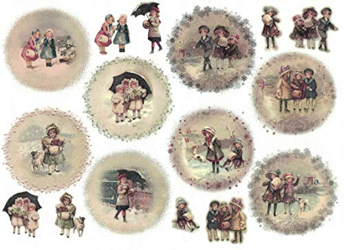 Zita`s Creative Reispapier A3 - Vintage Winter 1. Motiv-Strohseide, Strohseidenpapier, Decoupage Papier