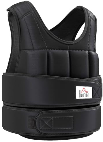 HOMCOM 10kg Weighted Vest, Adjustable Running Weight Vest with 38 Weight Bags for Men or Women Cardio Exercise, Black