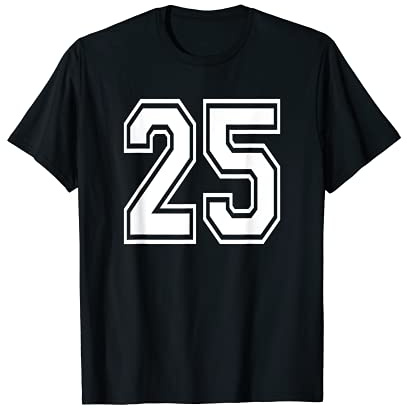 Number 25 Numbered Uniform Sports Jersey Team 25th Birthday T-Shirt