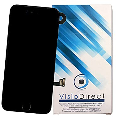 Visiodirect Ecran Complet Compatible avec Iphone 7 Noir (avec nappes et Bouton Home)