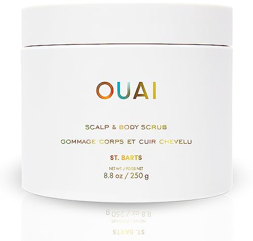 Ouai Scalp & Body Scrub, St. Barts - Foaming Coconut Oil Sugar Scrub & Gentle Scalp Exfoliator Cleanses, Removes Buildup & Moisturizes Skin - Paraben, Phthalate and Sulfate Free Body Care (8.8oz)