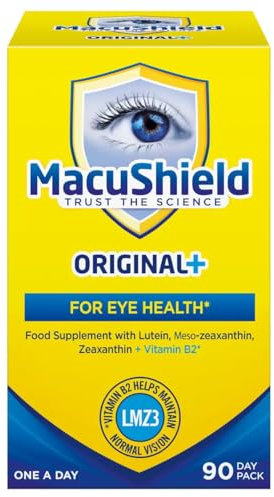 MacuShield Original Plus Capsules - 90-Day Pack, Eye Health Supplement* with Lutein Zeaxanthin and Meso-Zeaxanthin + Vitamin B2 (Riboflavin) which Helps Support Normal Vision, 90 Count (Pack of 1)