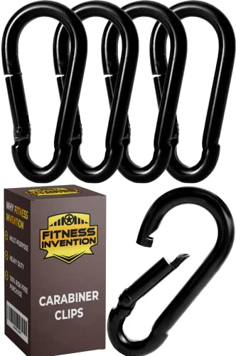 Carabiner Clip 5 PCS - Black Heavy Duty Carabiner Clip - Large Carabiner Clips - Snap Hooks - Perfect for Weight Lifting, Keychain, Dog Leashes & Gym