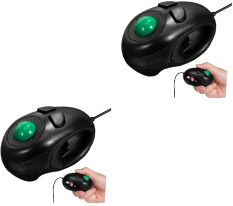 SOLUSTRE Handheld Trackball Mouse Ergonomic Wired Finger Mouse with Thumb Operated 4D Scrolling Portable Mini Wireless Fingertip Air Mice for Laptop, Desktop, Travel