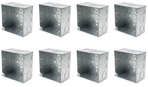 Qlvily 8 Pack 4 Square Electrical Box, 2-1/8'' Deep Metal Electrical Box, Electrical Junction Box, Galvanized