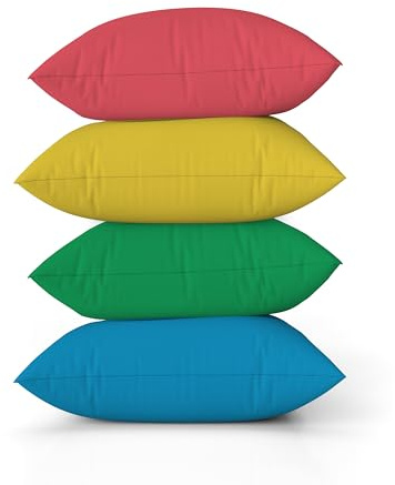 ggaimwf Color sólido Fundas de cojín Aspecto de Lino para sofá Rosa Brillante Azul Verde Cojín para Cama Macarrón Color Hecho a Mano Cuadrado Fundas de cojín 40x40cm Juego de 4