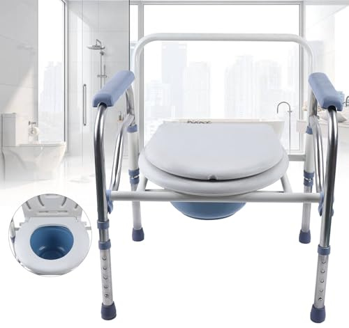 Chaise percée pour adulte, Chaise percée pliable pour personnes âgées, chaise percée adulte, Chaise percée portable, Hauteur réglable - 150 kg