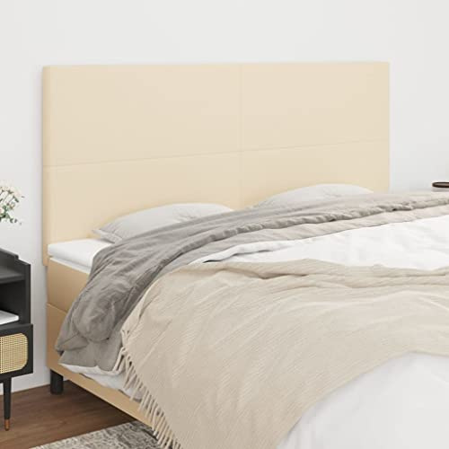 CKioict Betthaupt Wandkissen Bett Bettkopfteil Schlafzimmer Kopfteile 4 STK. Creme 80x5x78/88 cm StoffGeeignet für Schlafzimmer, Gästezimmer, Schlafsaal