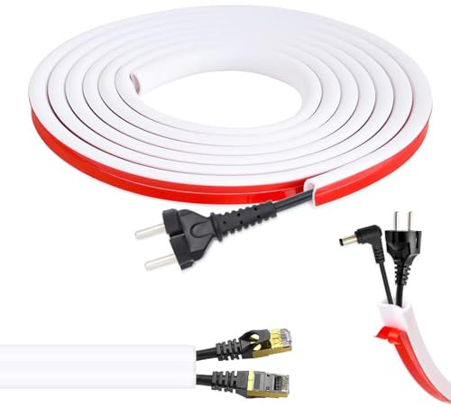 Cable Trunking White, HARY 2M Self-Adhesive Wire Covers for Cables Wall, 15x10mmPVC Cable Hider, Paintable Cable Raceway for TV & Office, Trunking for Electric Cables Cover