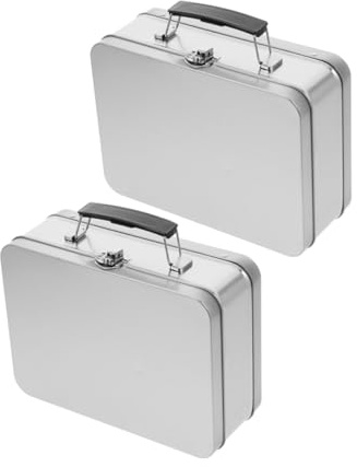 CLISPEED 2piezas Caja De Obsequio Portátil De Metal Hojalata Con Tapa Contenedores Prueba Fugas Para Guardar Alimentos Fiambrera Bento Caja Almacenamiento