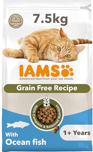 IAMS Nourriture pour Chat sans céréales avec Poisson - Nourriture sèche pour Chats Adultes à partir de 1 an - 7,5 kg