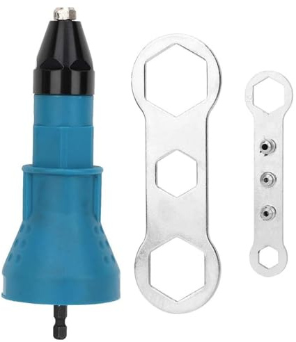 Riveteuse électrique Tête de conversion pour rivets de traction pneumatique rechargeable Perceuse manuelle en riveteuse en quelques secondes Machine à riveter avec clé hexagonale 4 buses 2,4 mm 3,2 mm