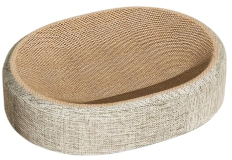 Griffoir pour Chat, Planche à Gratter Chat, 2 en 1 Ovale Griffoirs en Sisal pour Chats, Ovale Lit pour Chats Durabl-e et Recyclable, pour Le Soin Naturel des Griffes, 41x31x10cm