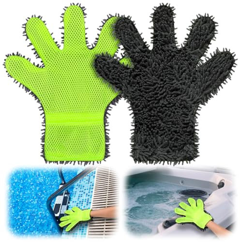 Hushee 2 Pcs Pool Cleaning Scrubbing Mitt Cleaning Gloves for Spa Swimming Pool Gloves Hot Tub Scrub Mitt for Stain and Dirt