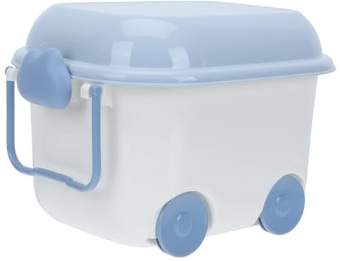 SOPOTUTU Contenitore per Giocattoli in Plastica con Ruote e Scatola Portaoggetti Portatile Organizer per Oggetti e Accessori Blu