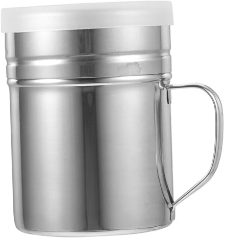 TOYANDONA Frasco de Acero Inoxidable para Condimentos con Tapa y Mango Dosificador de Polvo para Cacao y Café Shaker de Harina Mediano Resistente Gran Capacidad para Cocina