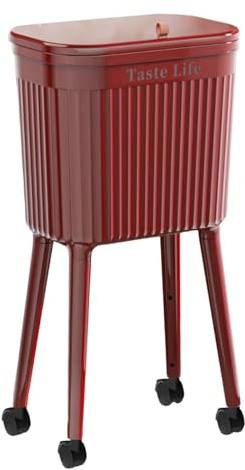 MCMUZKZS Poubelle à roulettes, Grande Capacité, Base Haute, Polyvalente, Corbeille à Papier pour Commode de Chambre, Rouge