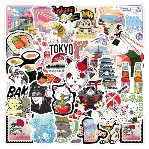 110 stycken japanska kulturklistermärken, Japanstil reseklistermärken, tecknade animeklistermärken, vattentäta vinylklistermärken, för scrapbook, skateboard, bil, bagage, vattenflaska, telefon